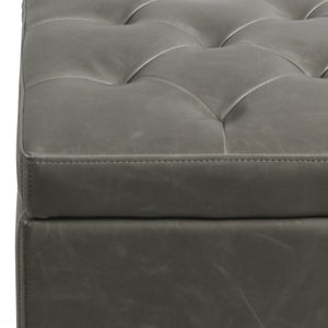 Julian Stylish Rectangular Bonded Leather Storage Ottoman with Biscuit Tufting for Home Organization