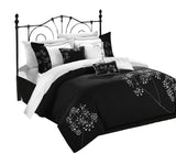 Pink Floral Black White Queen 8pc Non Kit Comforter