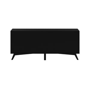 Alpine Furniture Flynn Large TV Console, Black 966BLK-10 Black Mahogany Solids & Okoume Veneer 64 x 19 x 27