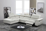 Divani Casa Maine - Modern Light Grey Eco-Leather Left Facing Sectional Sofa with Recliner