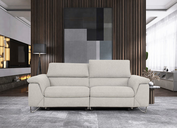 VIG Furniture Divani Casa Maine - Modern Light Grey Fabric Sofa with 2 Electric Recliners VGKN-E9105-PP