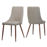 Sabina Mid Century Wheat Fabric Dining Chairs with Dark Walnut Wood Finished Legs Noble House
