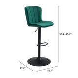 Zuo Modern Tarley 100% Polyester, Plywood, Steel Modern Commercial Grade Barstool Green, Black 100% Polyester, Plywood, Steel