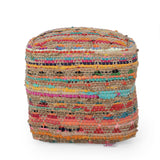 Bokchito Handcrafted Boho Fabric Cube Pouf, Multi-Colored Noble House