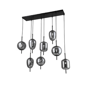 Sagebrook Home Contemporary Metal 47" Pendant Lamp With 8 Light, Smoke  Glass 51116 Black Glass