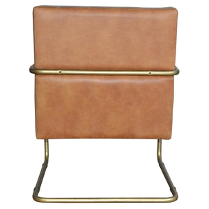 Peyton Bonded Leather Chair – Modern Vintage Design with Channel Tufting and Elegant Gold Finish