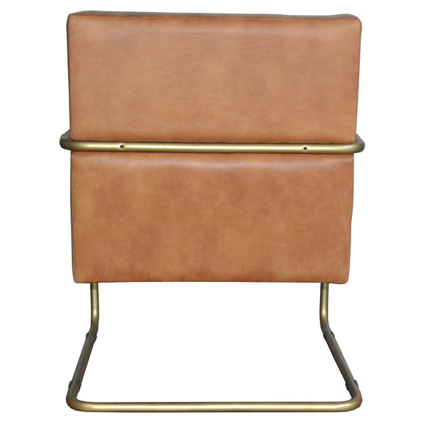 Peyton Bonded Leather Chair – Modern Vintage Design with Channel Tufting and Elegant Gold Finish