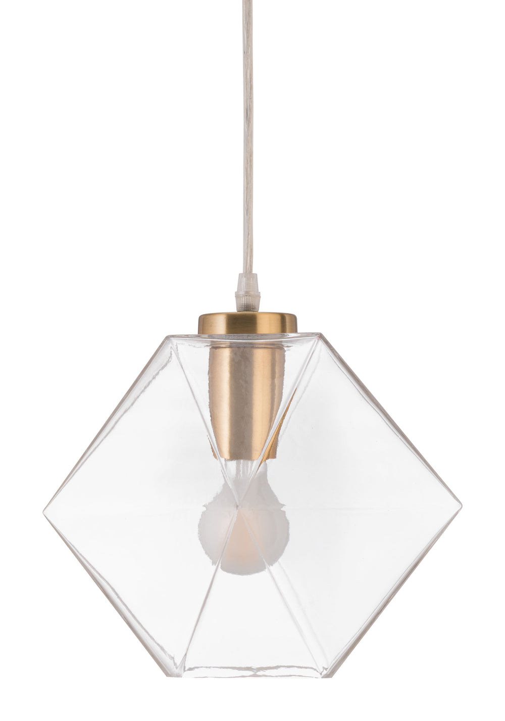 Zuo Modern Jenny Glass, Steel Modern Commercial Grade Ceiling Lamp Gold, Clear Glass, Steel