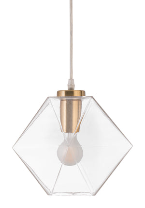 Zuo Modern Jenny Glass, Steel Modern Commercial Grade Ceiling Lamp Gold, Clear Glass, Steel