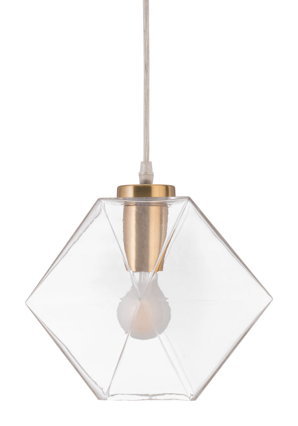 Zuo Modern Jenny Glass, Steel Modern Commercial Grade Ceiling Lamp Gold, Clear Glass, Steel