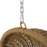 Ripley Outdoor Wicker Hanging Chair with Stand, Light Brown and Dark Gray Noble House