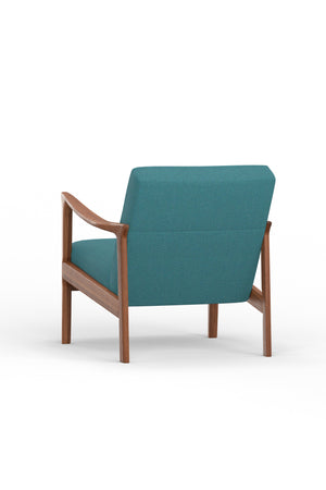 Alpine Furniture Zephyr Lounge Chair, Turquoise RT641A-TUR Medium Brown-Turquoise Solid Rubberwood Frame 27.5 x 34 x 29