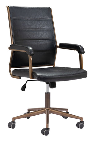 Zuo Modern Auction 100% Polyurethane, Plywood, Steel Modern Commercial Grade Office Chair Vintage Black, Bronze 100% Polyurethane, Plywood, Steel