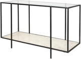 Alecsa EAA-008 Modern Glass, Marble, Metal Console Table EAA-008  Glass, Marble, Metal 30"H x 18"W x 47"D