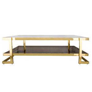 Sagebrook Home Glam Metal/marble Glass Coffee Table, Gold/white Kd 15438 Gold Metal