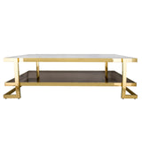 Glam Metal/marble Glass Coffee Table, Gold/white Kd