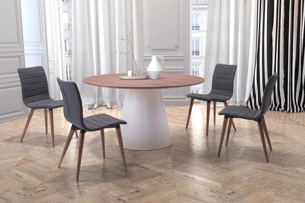 Zuo Modern Jericho 100% Polyester, Plywood, Birch Wood Mid Century Commercial Grade Dining Chair Set - Set of 2 Gray, Brown 100% Polyester, Plywood, Birch Wood