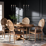 Judith French Country Wood and Cane 5-Piece Expandable Oval Dining Set, Natural and Brown Noble House