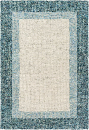 Elena EAE-2303 Modern Wool Rug EAE2303-8RD Navy, Teal, Aqua, Beige, Cream 100% Wool 8' Round