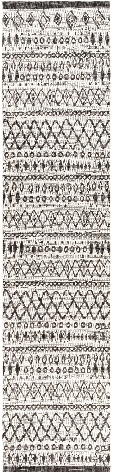 Eagean EAG-2341 Global Polypropylene Rug EAG2341-2712 White, Black 100% Polypropylene 2'7" x 12'