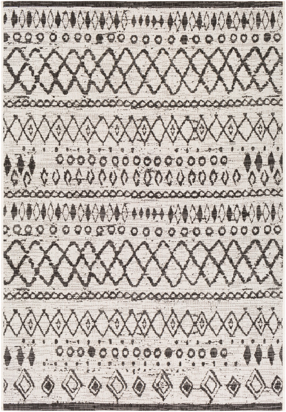 Eagean EAG-2341 Global Polypropylene Rug EAG2341-81012 White, Black 100% Polypropylene 8'10" x 12'