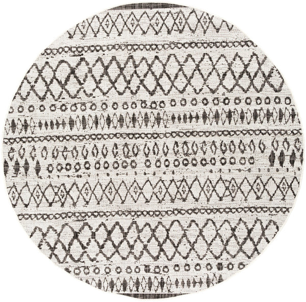 Eagean EAG-2341 Global Polypropylene Rug EAG2341-67RD White, Black 100% Polypropylene 6'7" Round