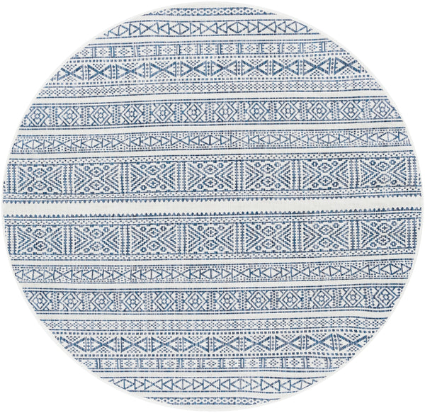 Eagean EAG-2357 Global Polypropylene Rug EAG2357-67RD Bright Blue, Navy, Pale Blue, White 100% Polypropylene 6'7" Round