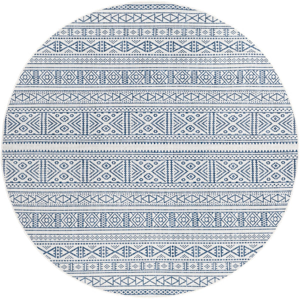 Eagean EAG-2357 Global Polypropylene Rug EAG2357-710RD Bright Blue, Navy, Pale Blue, White 100% Polypropylene 7'10" Round
