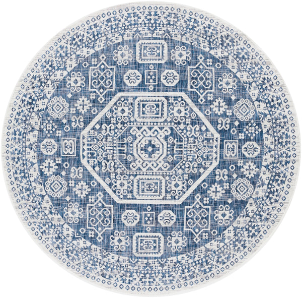 Eagean EAG-2358 Global Polypropylene Rug EAG2358-67RD Bright Blue, Navy, Pale Blue, White 100% Polypropylene 6'7" Round