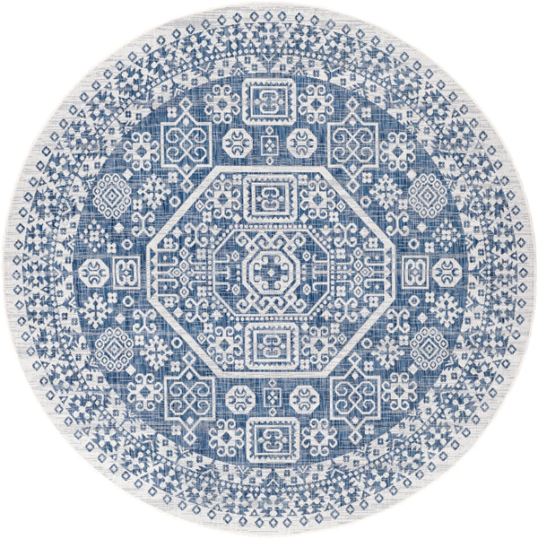 Eagean EAG-2358 Global Polypropylene Rug EAG2358-710RD Bright Blue, Navy, Pale Blue, White 100% Polypropylene 7'10" Round