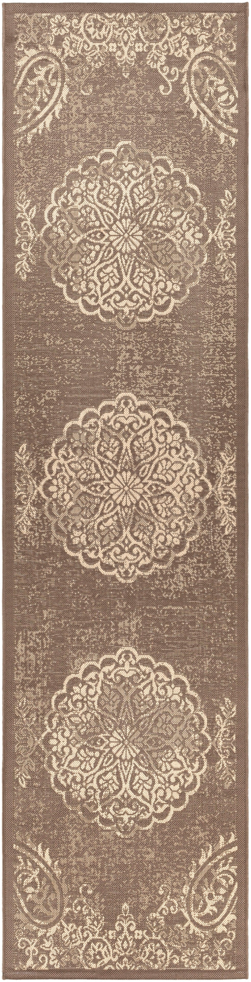 Eagean EAG-2362 Traditional Polypropylene Rug EAG2362-2712 Dark Brown, Wheat 100% Polypropylene 2'7" x 12'