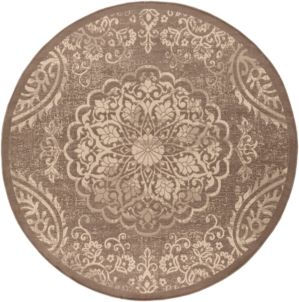 Eagean EAG-2362 Traditional Polypropylene Rug EAG2362-67RD Dark Brown, Wheat 100% Polypropylene 6'7" Round