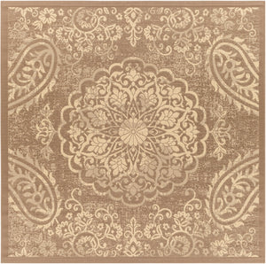 Eagean EAG-2362 Traditional Polypropylene Rug EAG2362-67SQ Dark Brown, Wheat 100% Polypropylene 6'7" Square