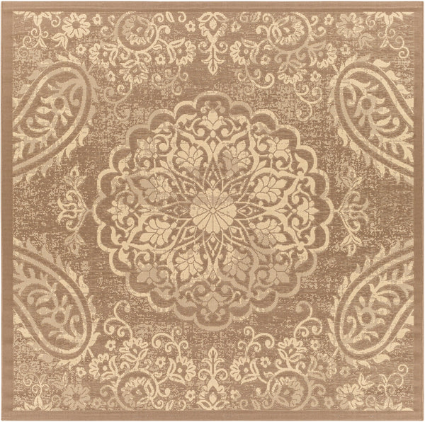 Eagean EAG-2362 Traditional Polypropylene Rug EAG2362-67SQ Dark Brown, Wheat 100% Polypropylene 6'7" Square