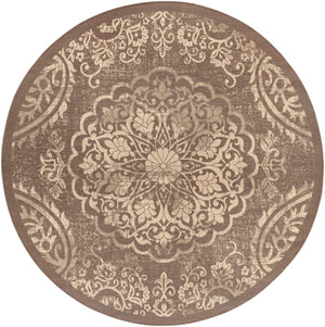 Eagean EAG-2362 Traditional Polypropylene Rug EAG2362-710RD Dark Brown, Wheat 100% Polypropylene 7'10" Round