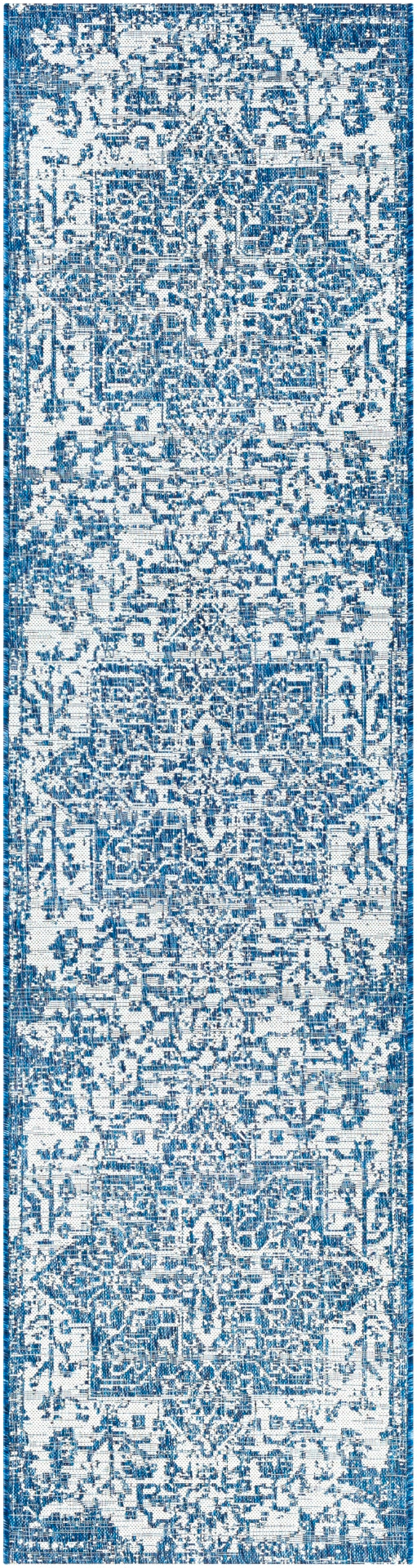 Eagean EAG-2377 Traditional Polypropylene Rug EAG2377-2712 Dark Blue, Denim, Cream 100% Polypropylene 2'7" x 12'