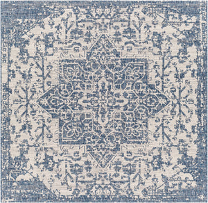 Eagean EAG-2377 Traditional Polypropylene Rug EAG2377-67SQ Dark Blue, Denim, Cream 100% Polypropylene 6'7" Square