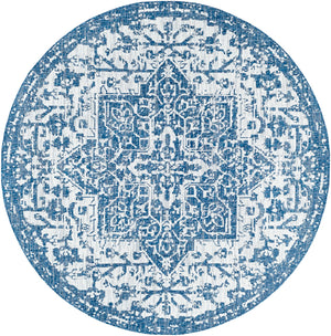 Eagean EAG-2377 Traditional Polypropylene Rug EAG2377-710RD Dark Blue, Denim, Cream 100% Polypropylene 7'10" Round