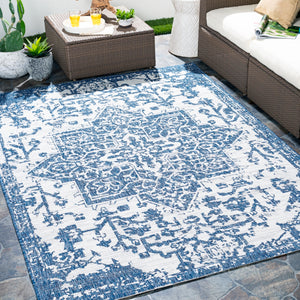Eagean EAG-2377 Traditional Polypropylene Rug EAG2377-81012 Dark Blue, Denim, Cream 100% Polypropylene 8'10" x 12'