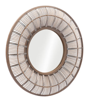 Zuo Modern Toto Rattan, Fir Wood, MDF, Glass Modern Commercial Grade Mirror Antique Gold Rattan, Fir Wood, MDF, Glass