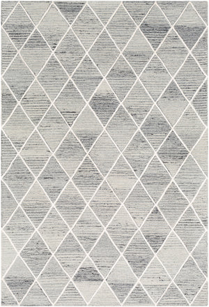 Eaton EAT-2302 Modern Wool, Viscose Rug EAT2302-912 Light Gray, Medium Gray, Black, Ivory 80% Wool, 20% Viscose 9' x 12'