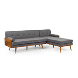 Fluhr Mid-Century Modern Fabric Chaise Sectional