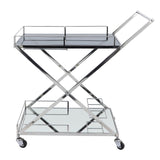 Sagebrook Home Contemporary Two Tier 33"h Rolling Bar Cart, Silver 16304-01 Silver Stainless Steel