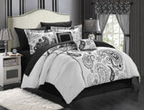 Olivia Comforter Set Queen Size – 20 Piece – White Black