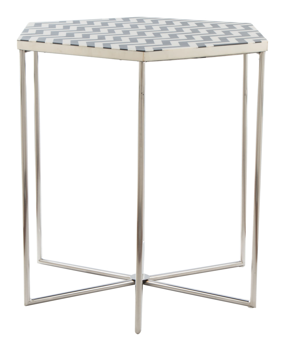 Zuo Modern Forma MDF, Steel Modern Commercial Grade Side Table Multicolor, Silver MDF, Steel