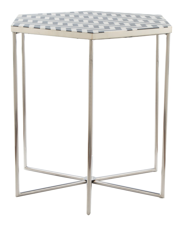 Zuo Modern Forma MDF, Steel Modern Commercial Grade Side Table Multicolor, Silver MDF, Steel