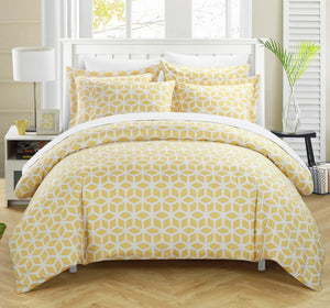 Elizabeth Yellow Queen 3pc Duvet Set