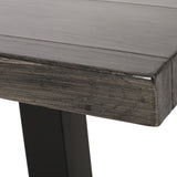 Pointe Outdoor Modern Industrial Aluminum Dining Table, Gray and Matte Black Noble House