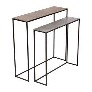 Sagebrook Home Contemporary Metal, Set of 2 -  32x29/35x33" Nested Side Tables, Gold/ 17657 Multi Aluminum