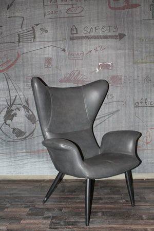 VIG Furniture Divani Casa Slater Modern Dark Grey Leatherette Lounge Chair VGBNEC-067-GRY